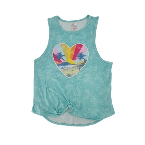 No Boundaries Tops - NWT No Boundaries Blue Heart Beach Knotted Front Tank Top Size Small Women’s